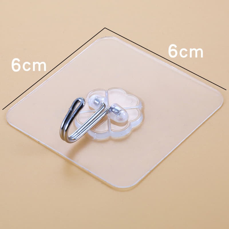 Móc dán tường chịu lực siêu dính để treo đồ trong suốt size 6 x 6cm 88037 SHIPNHANH88