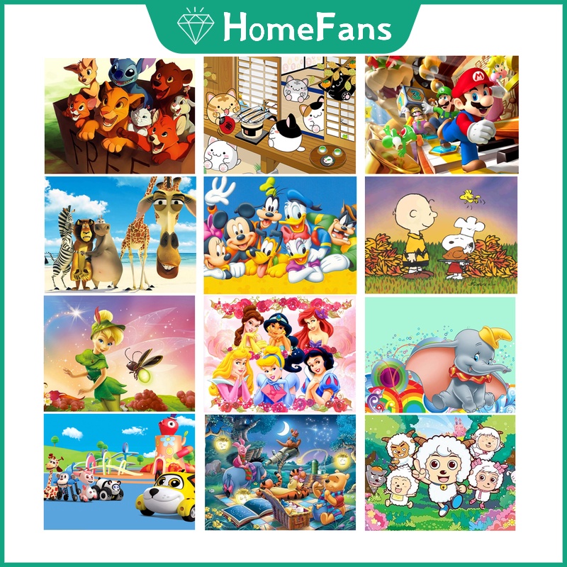 DISNEY Bộ Tranh Đính Đá 5D Tự Làm Hình Công Chúa Mickey Hoạt Hình Trang Trí Nhà Cửa 50x40cm