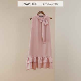 Váy Dáng Suông chữ A MOMOCO Ruffle Dress Đuôi Cá Cổ Nơ Khoét Nách M2782