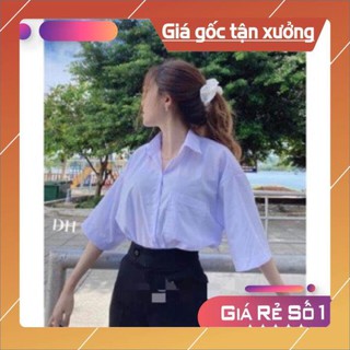 Áo sơ mi trắng nữ đi học tay lỡ dh12