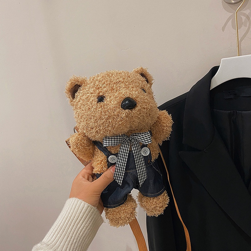 Túi Đeo Chéo Hình Gấu Nhồi Bông Dễ Thương Thời Trang Cho Nữ 2021