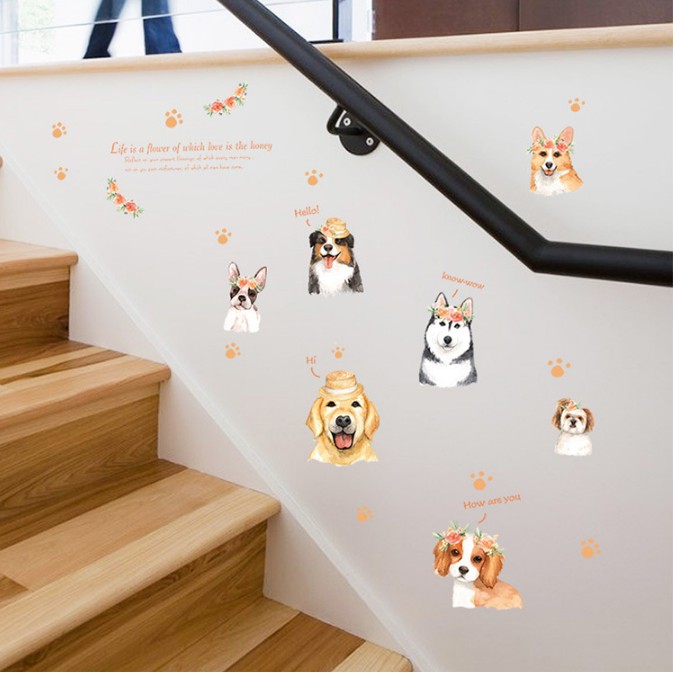 Decal trang trí tường Các Chú Chó đáng yêu