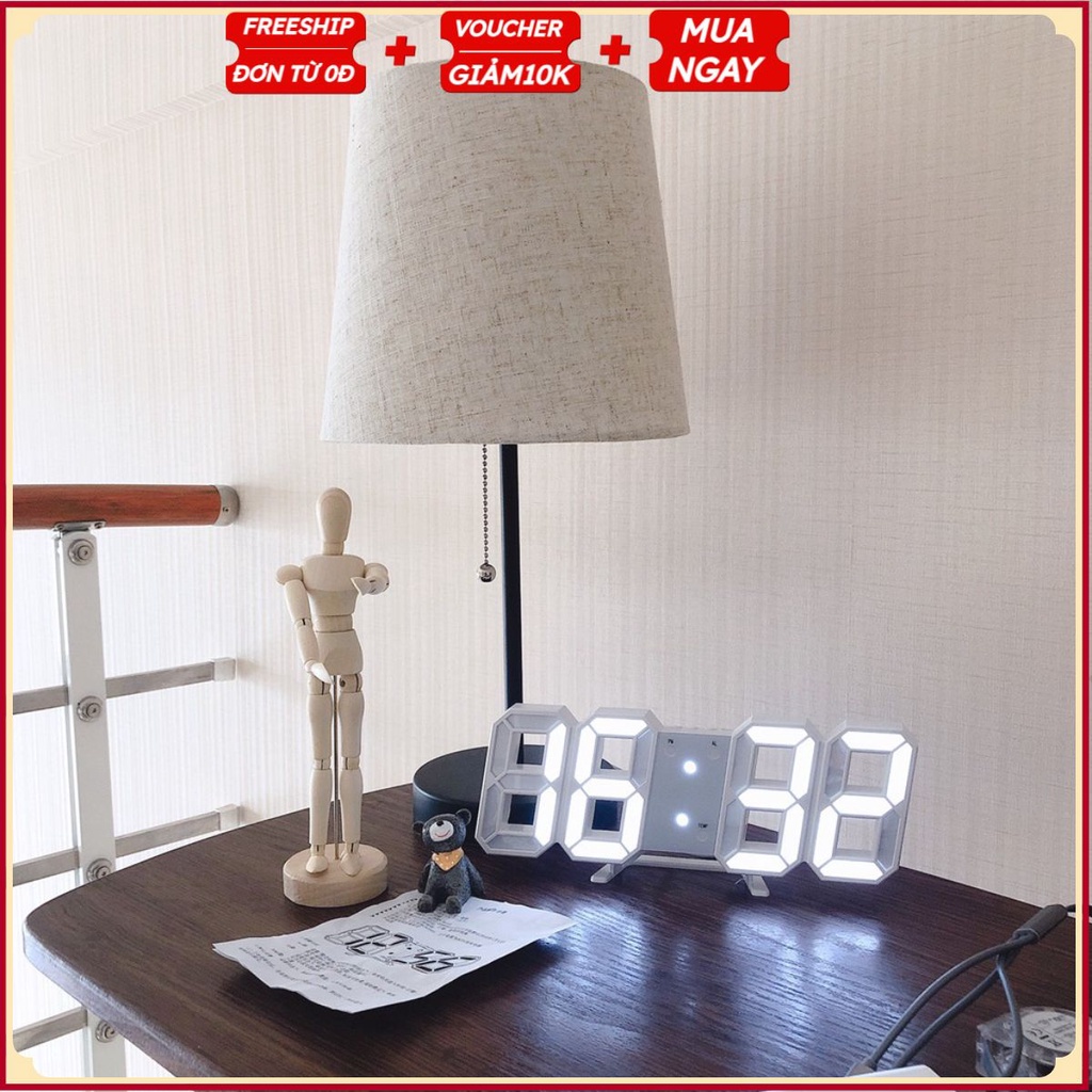 PVN32728 Đồng hồ LED 3D treo tường, để bàn phong cách Hàn Quốc hiện đại, sáng đẹp T2