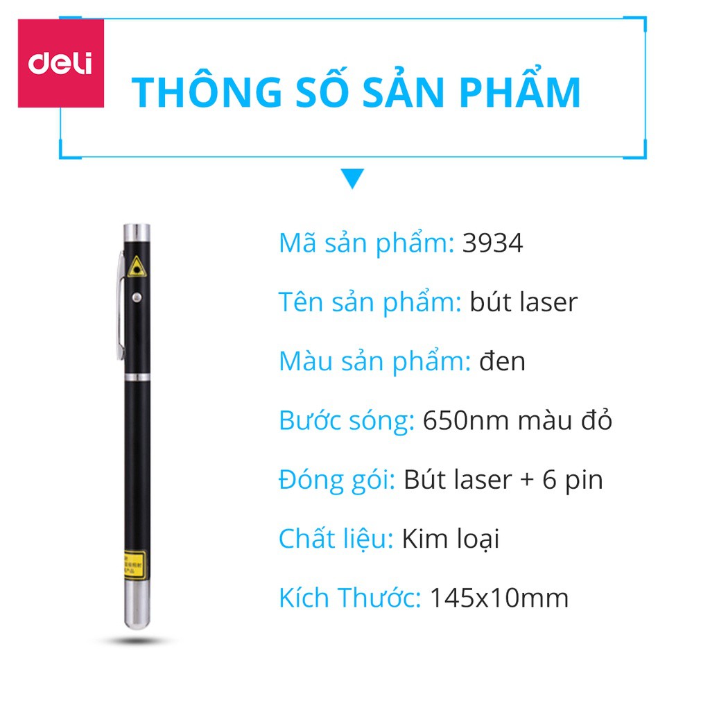 Bút Laser Deli Chỉ Bảng, Bản Đồ, Thuyết Trình Tiện Dụng, Đa Năng - Nhỏ Gọn, Có Thể Kéo Dài Dễ Dàng - 3934
