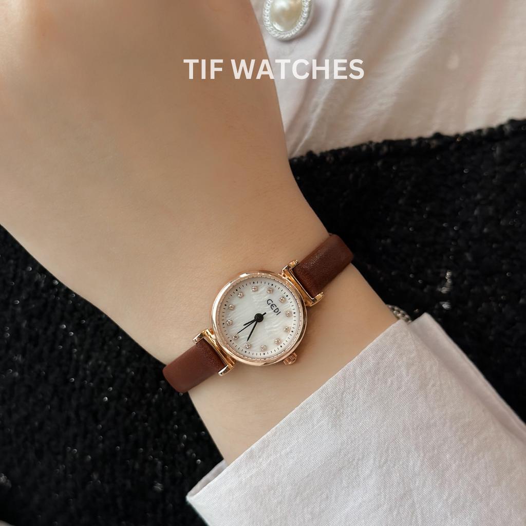 Đồng Hồ Đeo Tay Mặt Nhỏ GRACIE Tif Watches Đính Đá Thép Không Gỉ Phong Cách Hàn Quốc Sang Trọng