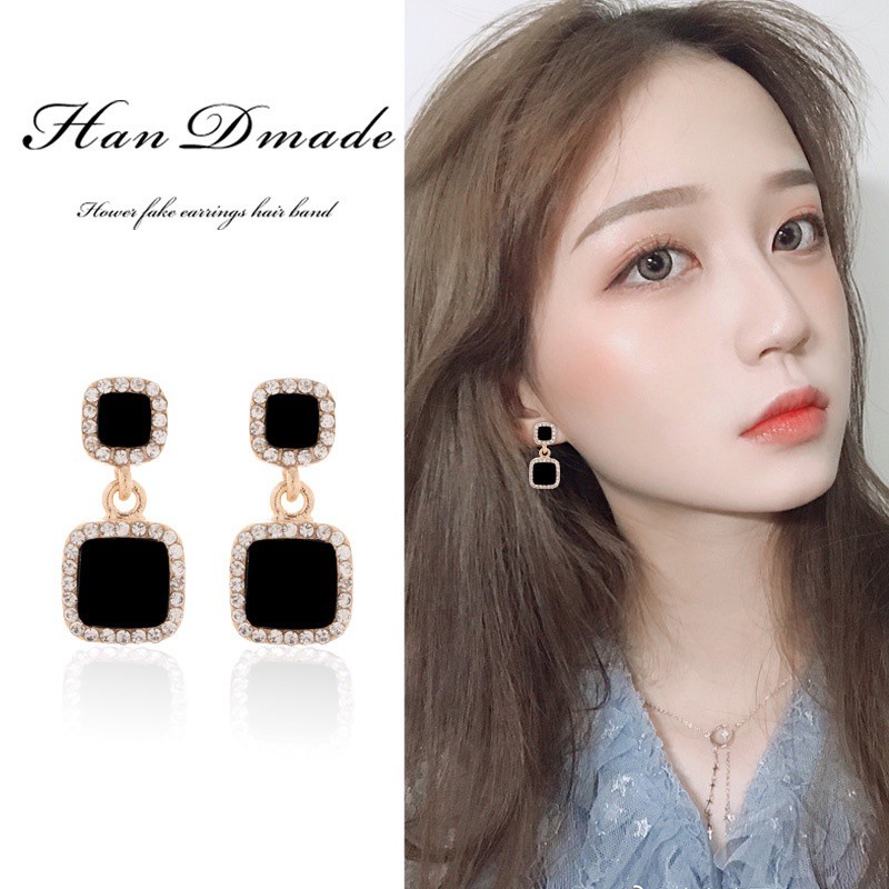 Khuyên Tai Nữ SOLANO Bông Tai Hàn Quốc Thời Trang Hình Vuông Kép Cho Nữ Cá Tính FA-001276