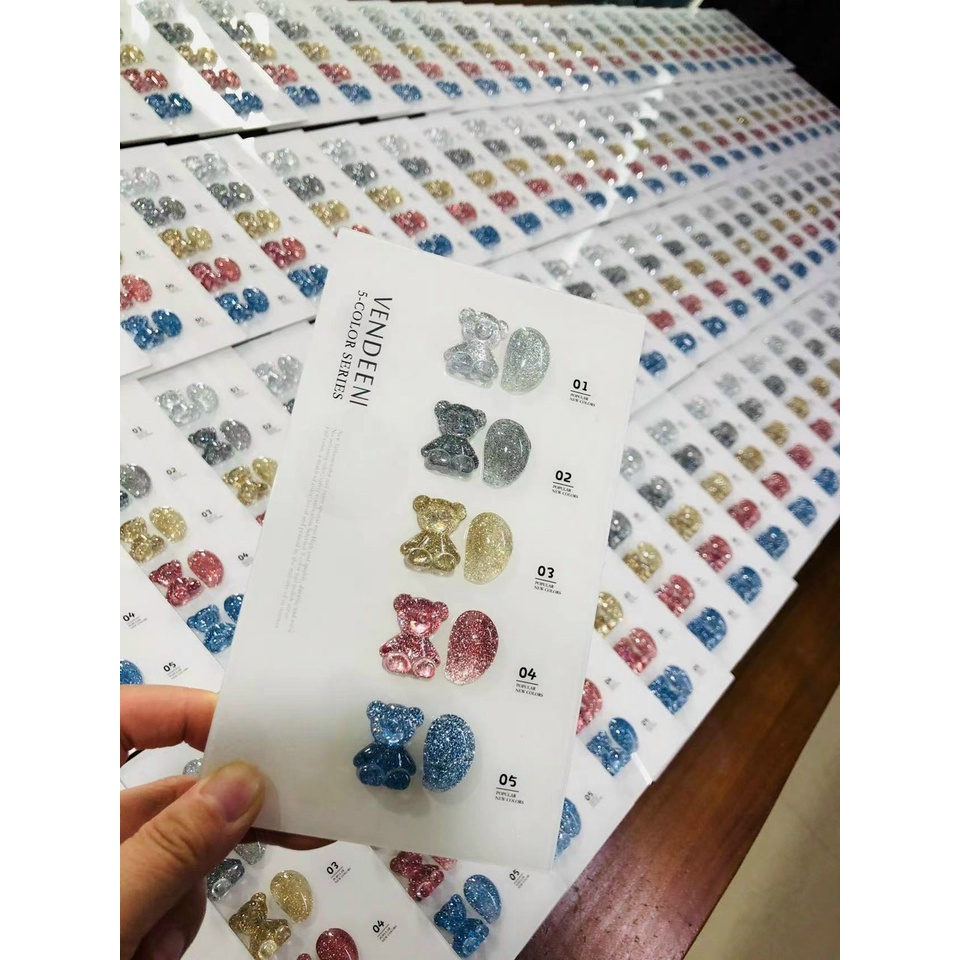 Sơn Gel Nhũ Flash Vendeeni 5 Chai [ Tặng Bảng Màu ] - manh219