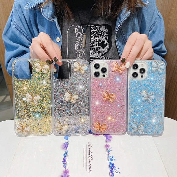 Oppo A7 A5s A12 A11k A3s A5 A12e A1k A9 A5 2020 A71 A83 A1 F9 F11 F7 Pro F5 Youth Epoxy Glitter Butterfly Phone Case  AXL 20