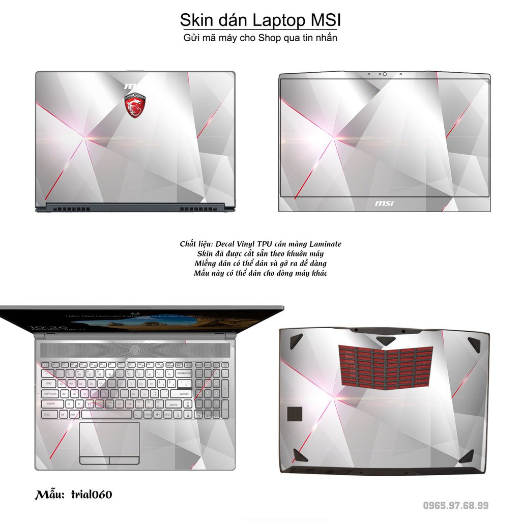 Skin dán Laptop MSI in hình Đa giác _nhiều mẫu 10 (inbox mã máy cho Shop)