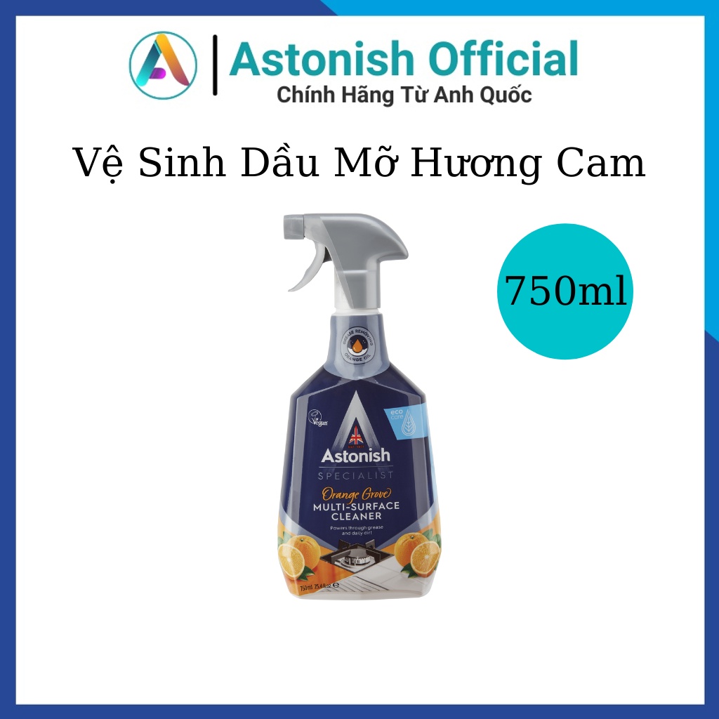 Nước lau bếp ASTONISH hương cam tẩy dầu mỡ đa năng các vết bẩn trong bếp C6790