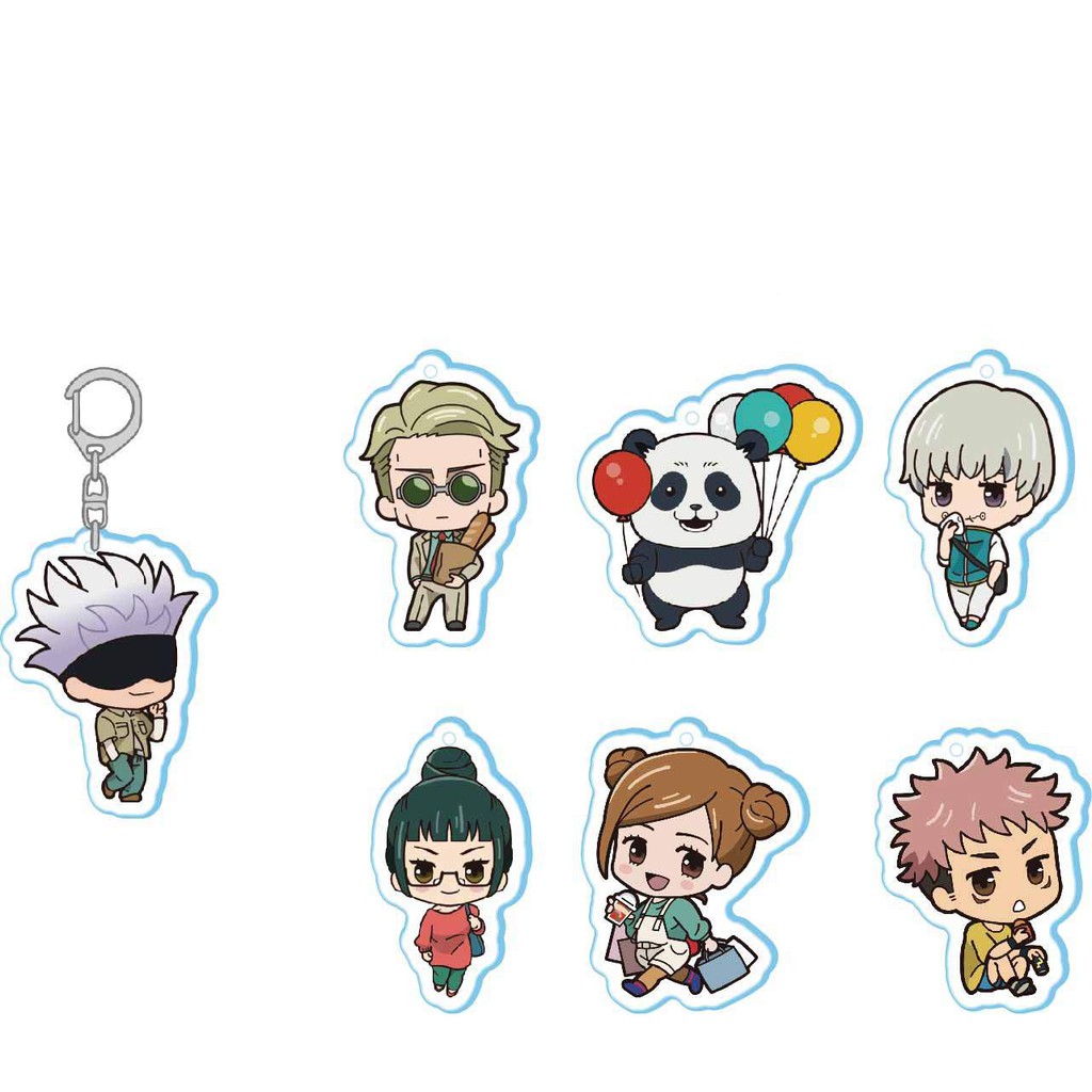 (mica trong acrylic) Móc khóa in hình Jujutsu kaisen Chú thuật hồi chiến ver dạo phố anime chibi xinh xắn dễ thương