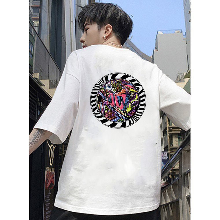 Áo thun nam tay lỡ họa tiết cá tính form rộng vải dày mịn 2020T2604