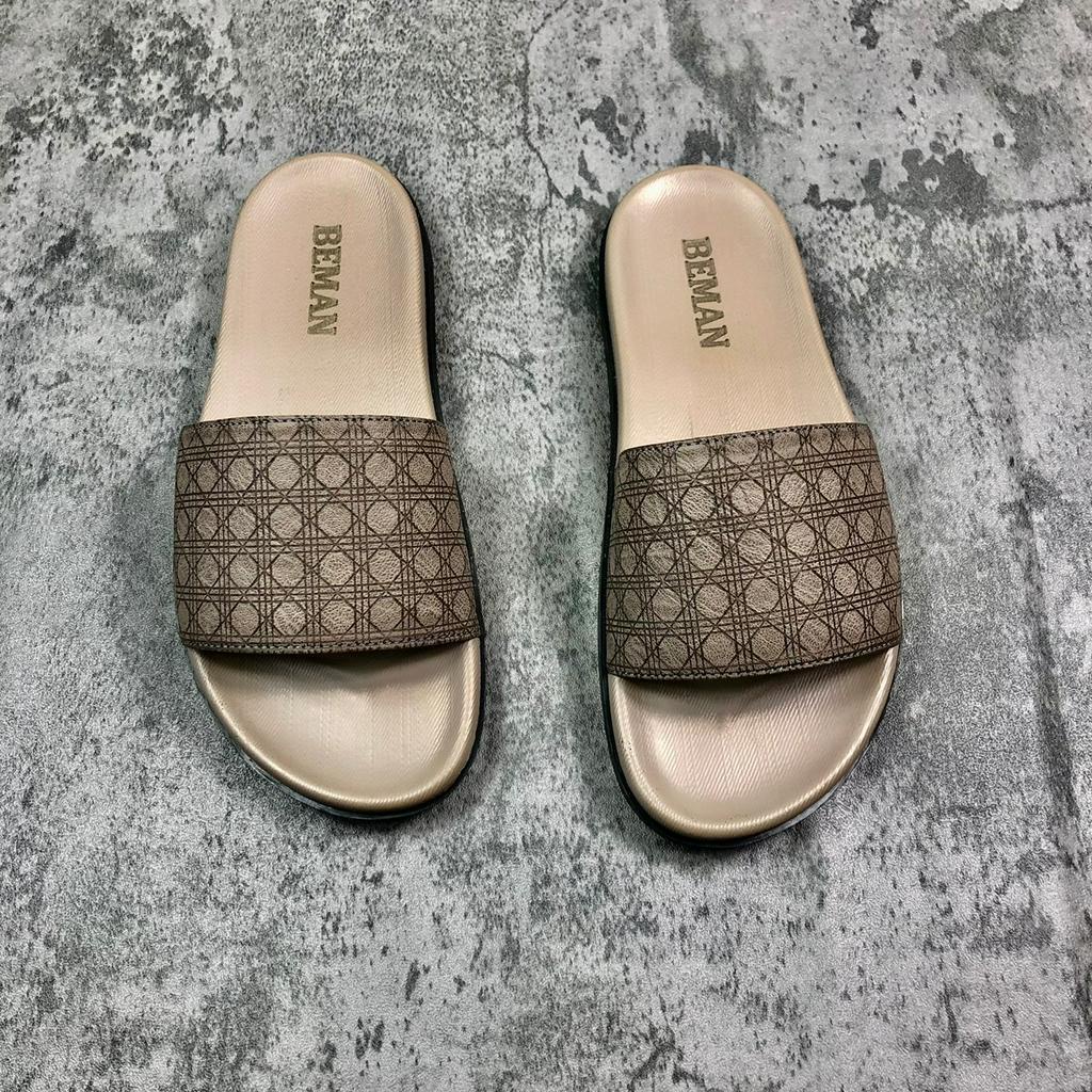 Dép nam quai ngang Beman B1,quai dép da sít cao cấp nguyên tấm, đế cao su non nguyên khối hai lớp