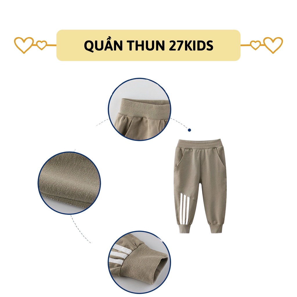 Quần thun dài bé trai 27Kids Quần thu đông nam 100% Cotton cho trẻ từ 2-10 tuổi BLPE3