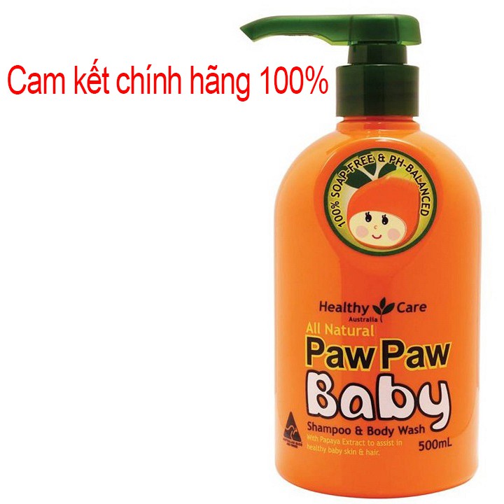 Sữa tắm gội cho bé - Healthy Care All Natural Paw Paw Baby 500ml ÚC