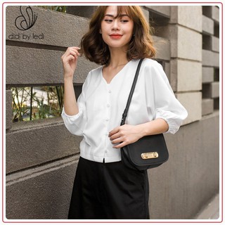 Áo kiểu cổ tim, áo kiểu công sở tay lỡ màu Trắng DIDDI BY LEDI  vải Cotton size S M L XL - A751