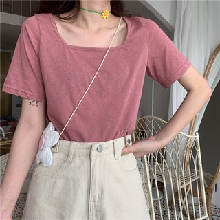Áo thun giấy basic cổ vuông