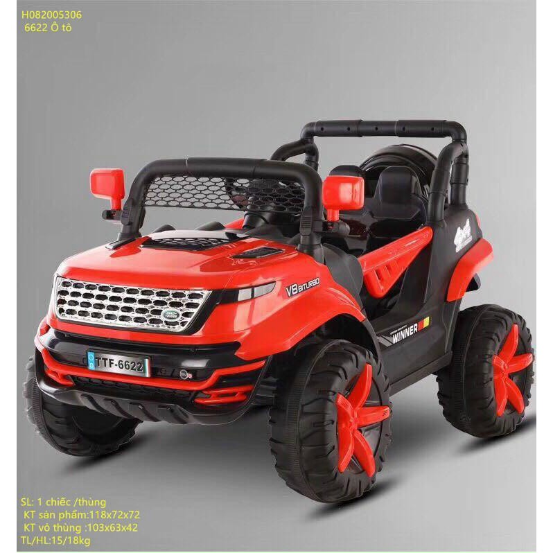 Ô tô xe điện địa hình bán tải TTF-6622 đồ chơi vận động cho bé 2 chỗ 12V7AH(Đỏ-Trắng-Xanh)