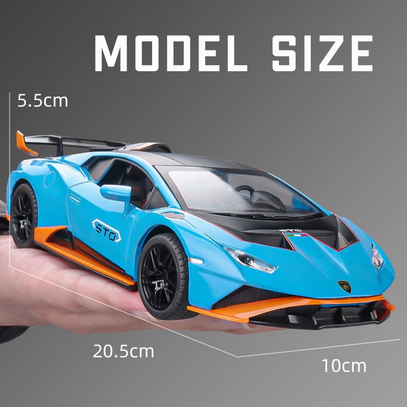Mô Hình Xe Hơi Lamborghini Huracan STO Bằng Hợp Kim Tỉ Lệ 1: 24 Có Đèn Và Nhạc Độc Đáo