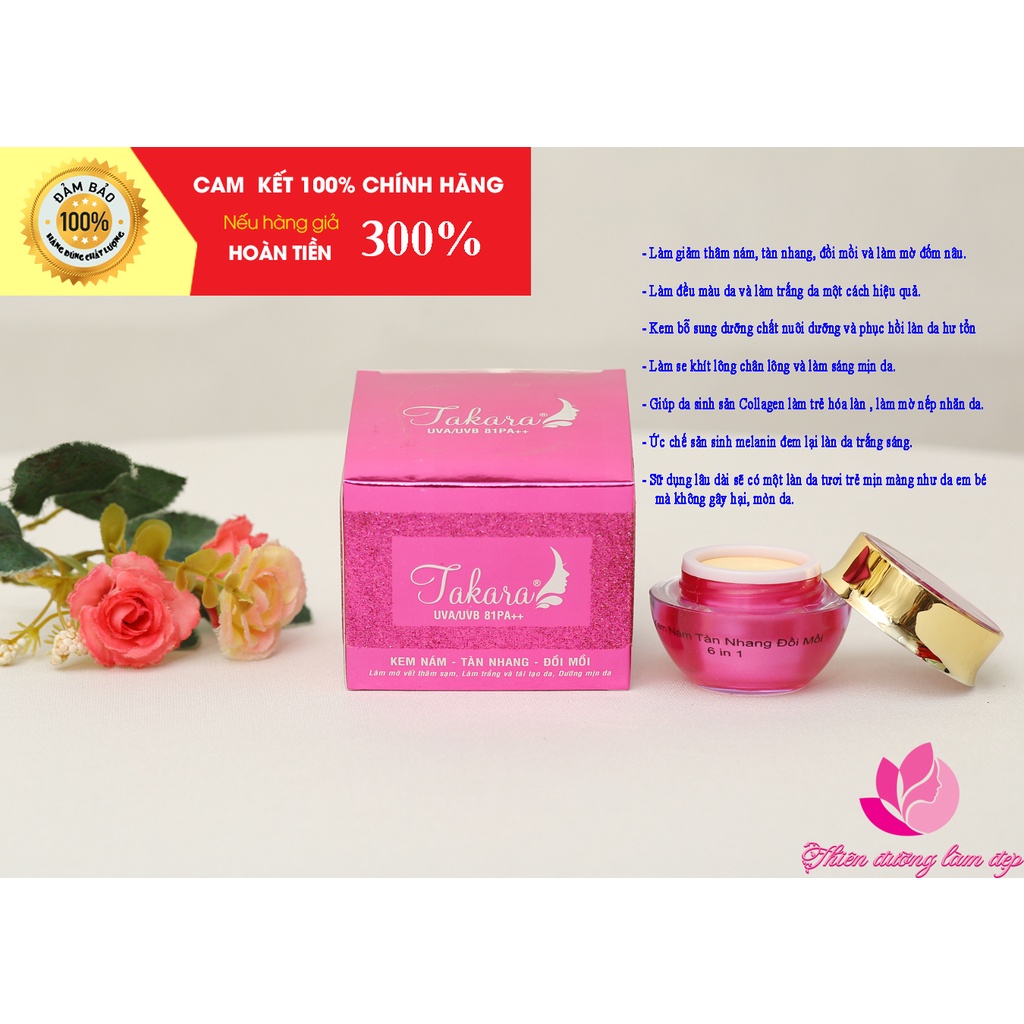 Kem Nám, Tàn nhang, Đồi mồi 6 in 1 TAKARA - 15g Sạch nám sau 1 tuần