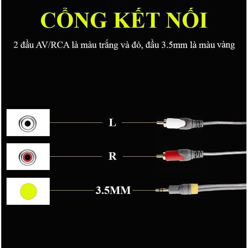 Dây tín hiệu đầu 3 ly (3.5mm) ra 2 đầu bông sen (AV/RCA) JSJ 322A dài 1.5m vỏ PVC, đầu nối mạ vàng, lõi đồng nguyên chất