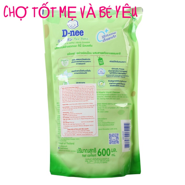 NƯỚC RỬA BÌNH SỮA DNEE 600ML DẠNG TÚI