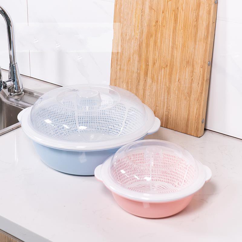 Rổ nắp bầu dục Việt Nhật No 3278, bộ rổ nhựa kèm chậu có nắp đậy rửa rau hoa quả hàng cao cấp tiện lợi