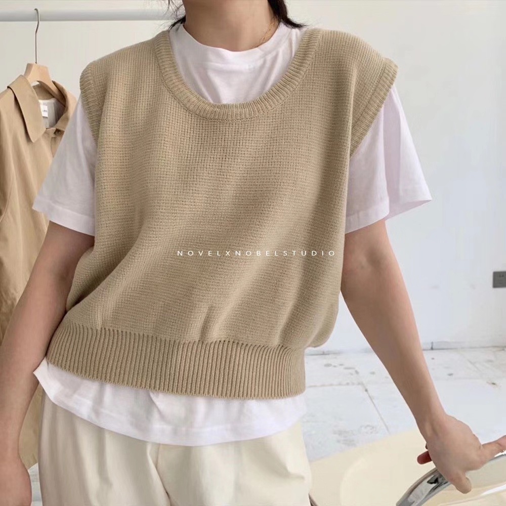 Áo len cổ chữ U màu sắc đơn giản thời trang Hàn Quốc cho nữ | BigBuy360 - bigbuy360.vn