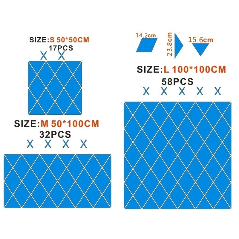 Miếng Dán Tường Trang Trí Tự Dính Bằng Acrylic Tráng Gương Hình Thoi Đơn Giản DIY S/M/L