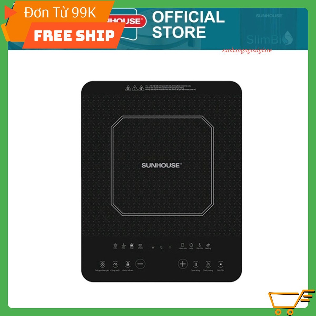 Bếp từ đơn Sunhouse SHD6802, Công suất 2000W, Mặt kính Ceramic siêu bền, Phím bấm cảm ứng