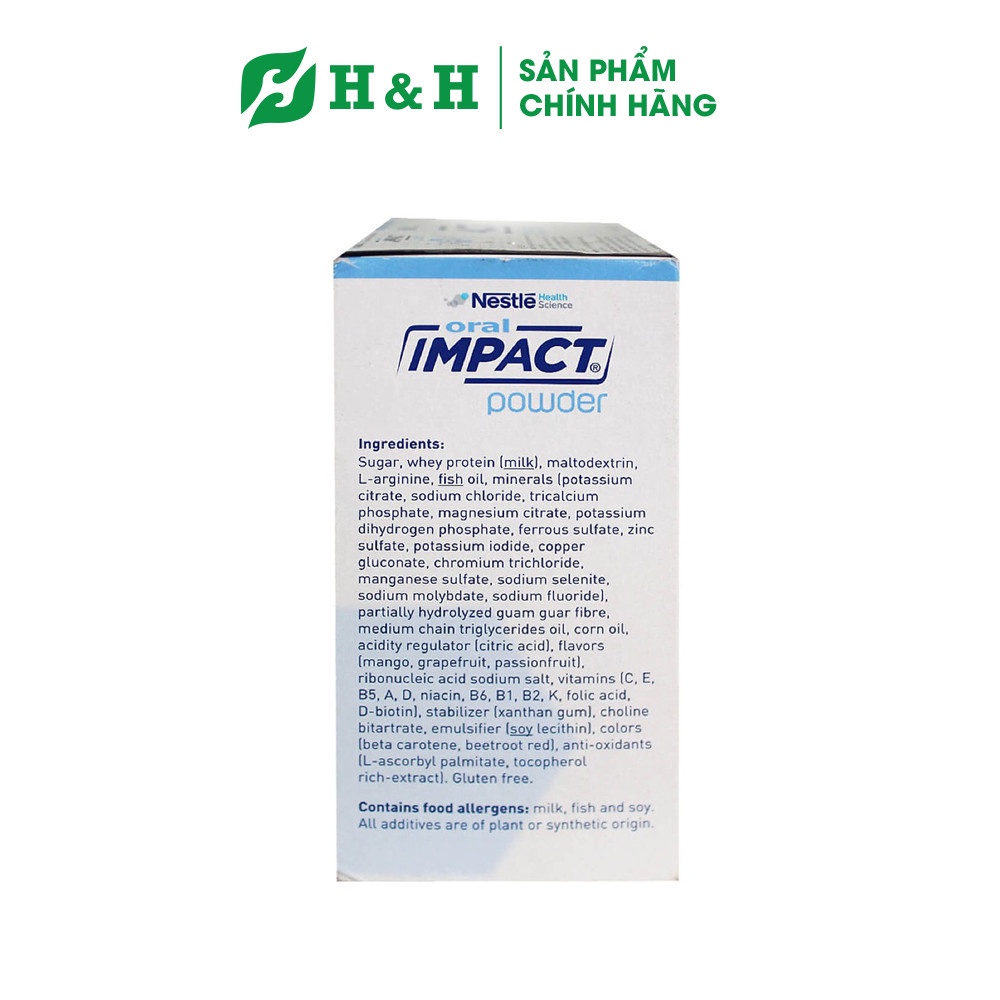Sữa dinh dưỡng y học CHO BỆNH NHÂN UNG THƯ, TRƯỚC VÀ SAU PHẪU THUẬT - ORAL IMPACT POWDER -