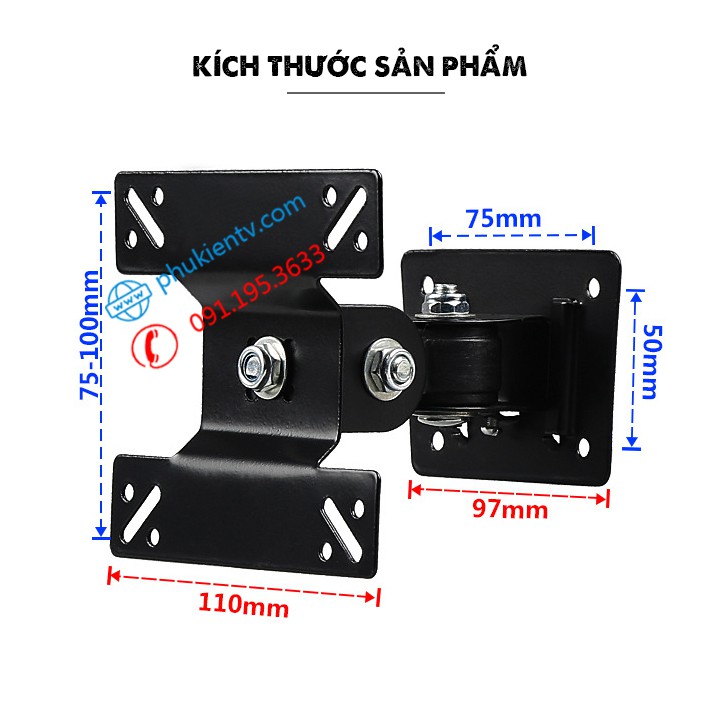 [Trục Thép] Giá Treo Màn Hình Máy Tính F03 14 - 17 - 19 - 23 - 27 - 29 - 32 Inch - Giá Treo Tivi Quay 360 Độ