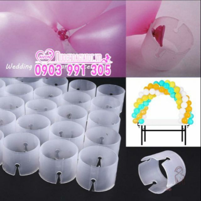 Set 10 khoen gắn bong bóng trang trí trụ cổng vòm trong nhà ngoài trời tiệc sinh nhật bé trai gái kỷ niệm cưới mừng thọ