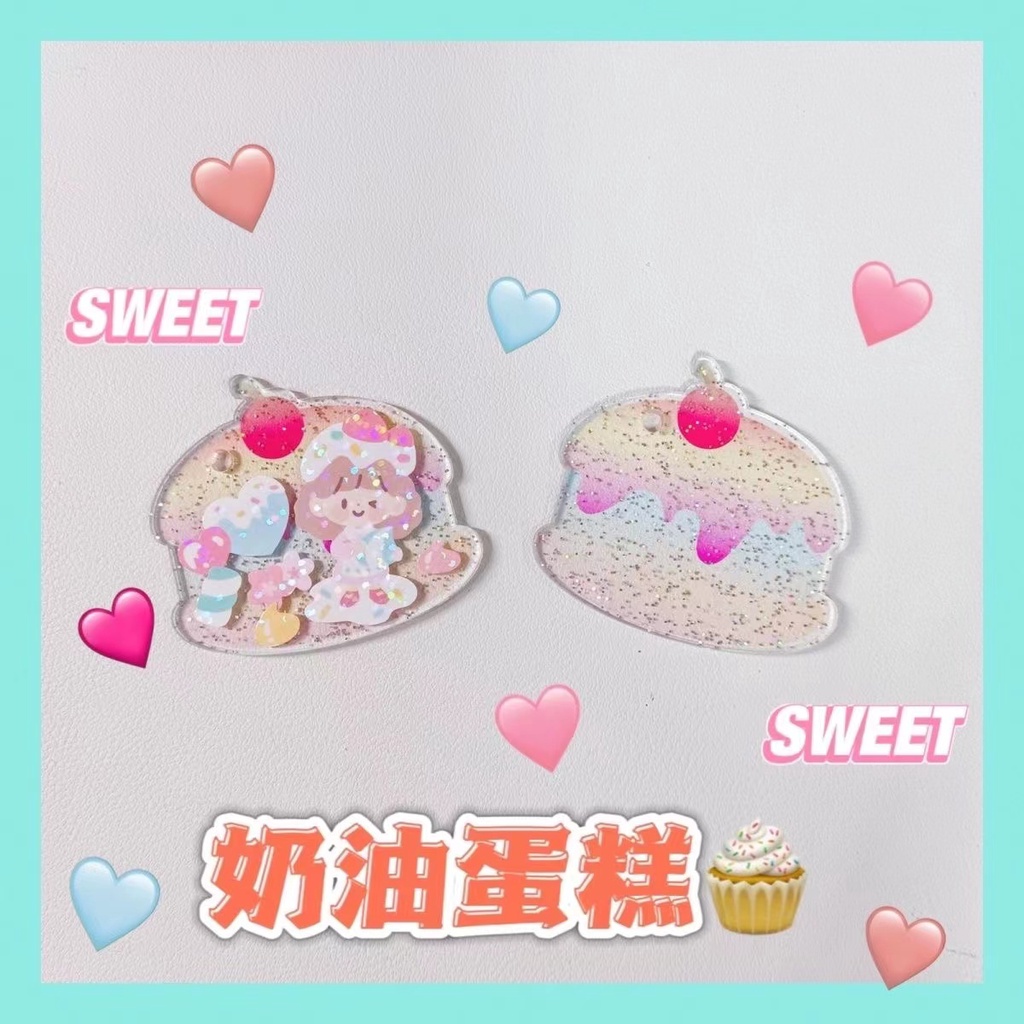 Peach Gourmet Burger milk tea cake acrylic DIY pendant key chain