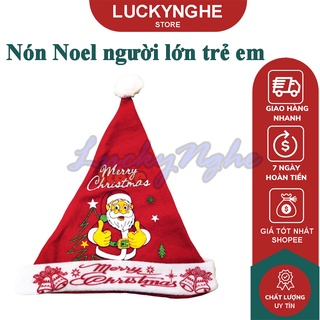 Nón ông già Noel hóa trang bằng vải nỉ mỏng cho người lớn trẻ em