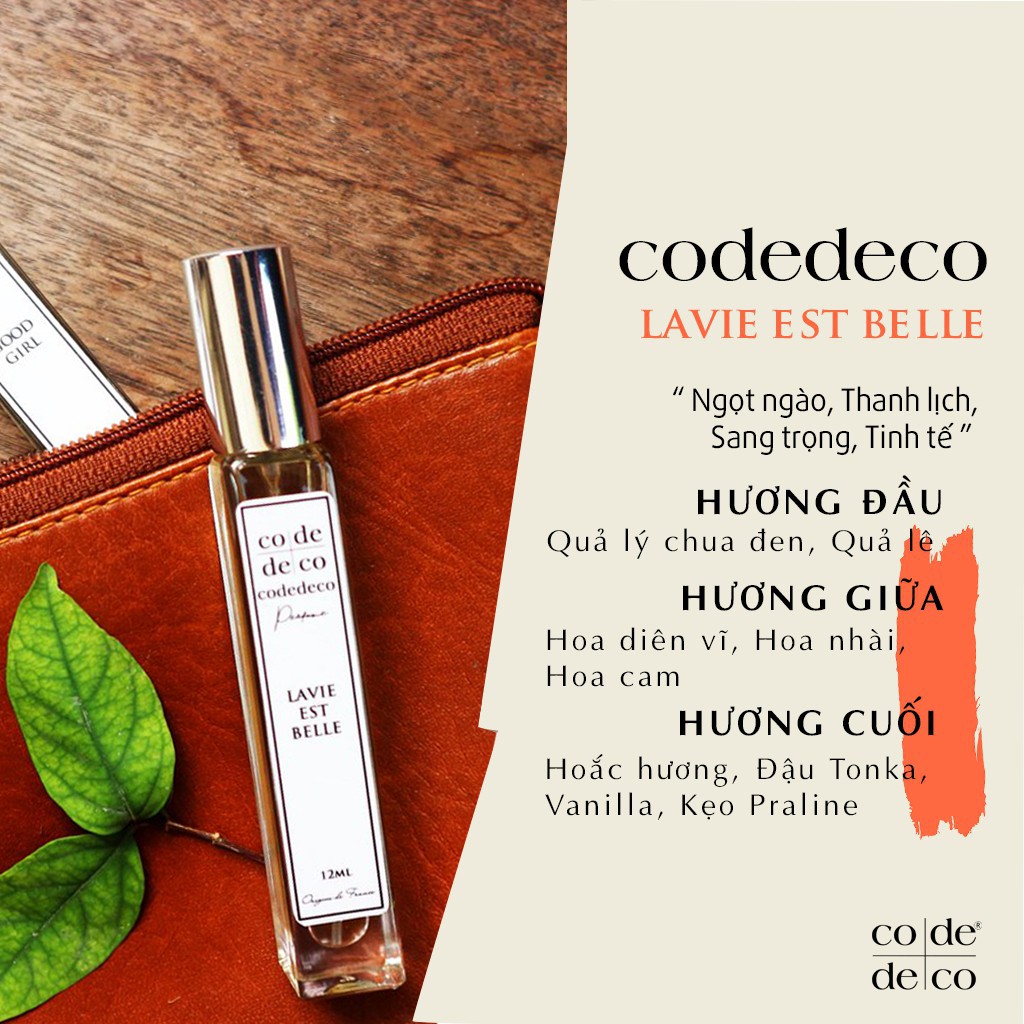 Tinh Dầu Nước Hoa Pháp Code Deco La Vie est Belle L'Éclat L'Eau de Toilette 12ml, Ngọt Ngào, Thơm Mát - Dạng Xịt