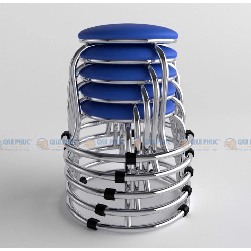 Ghế đôn inox WIN mặt nệm phi 19 chân lùn có 3 màu