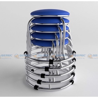 Ghế đôn inox WIN mặt nệm phi 19 chân lùn có 3 màu