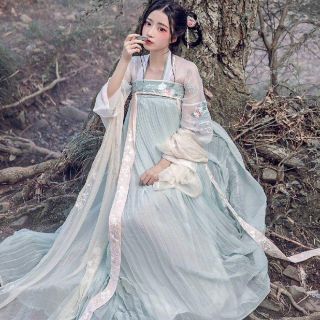 Hán phục. Hanfu thêu họa tiết. Trang phục cổ trang