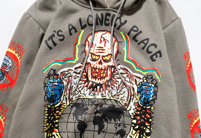 Áo hoodie vải cotton hình đầu lâu phong cách hip hop cá tính sành điệu cho cả nam và nữ