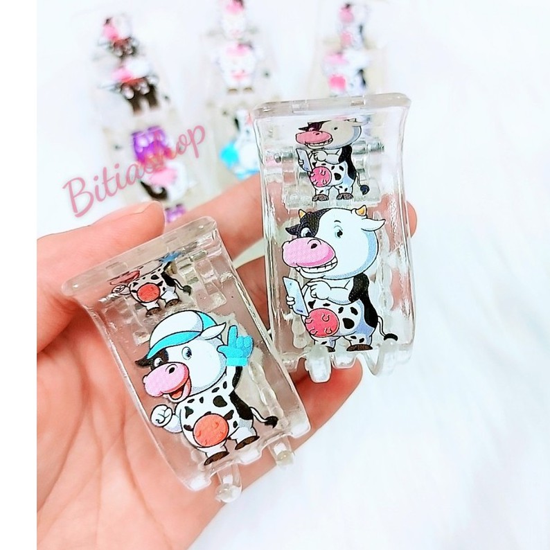 1 KẸP TÓC CÀNG CUA 3 RĂNG 5 RĂNG HÌNH BÒ SỮA DỄ THƯƠNG