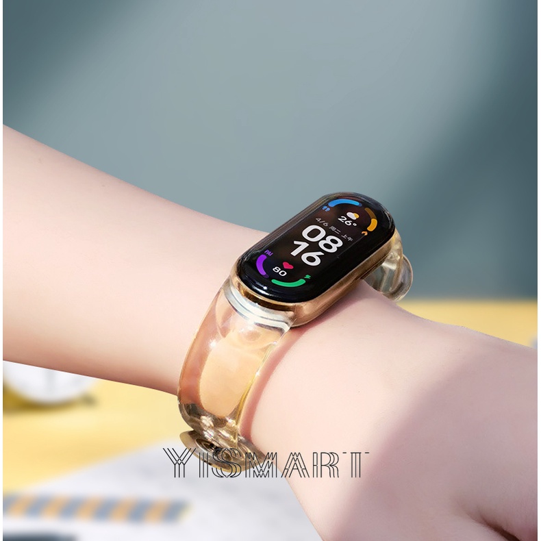 Dây đeo tpu màu trong suốt cho đồng hồ Xiaomi Mi Band 6 / 5
