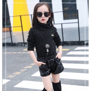 Quần sooc da và nhung cho bé gái sành điệu