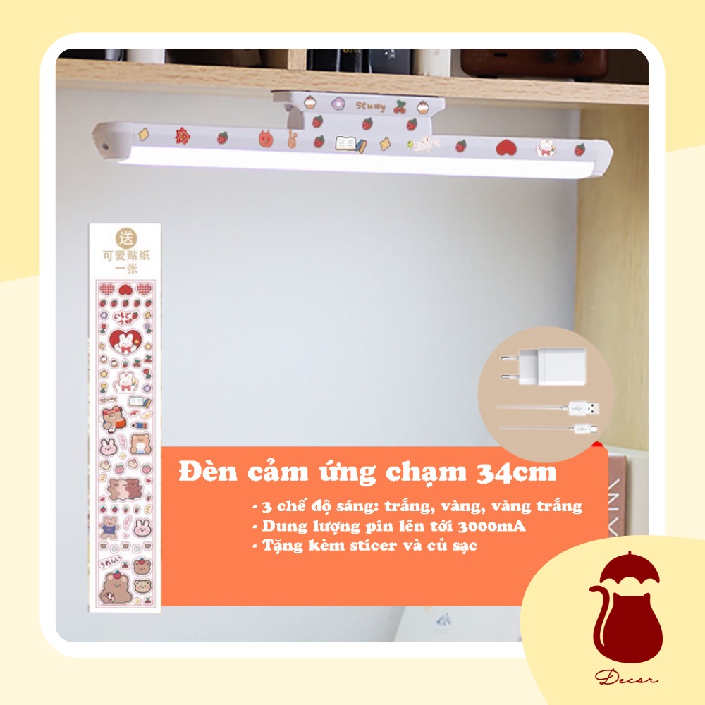 Đèn LED Cảm Ứng Chạm Ô DECOR Sạc tích điện 3000mah Chống Cận dán tường bàn học trang điểm tủ sách phòng ngủ cầu thang