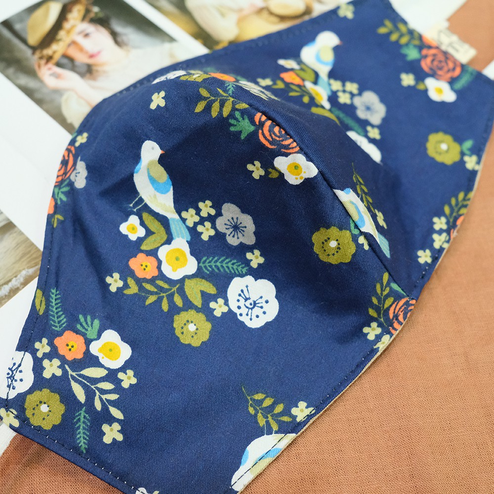 Khẩu trang vải 3 lớp họa tiết Hoa Lá Chim Vintage, có nút tăng giảm dây dễ điều chỉnh - KTCNX | BigBuy360 - bigbuy360.vn