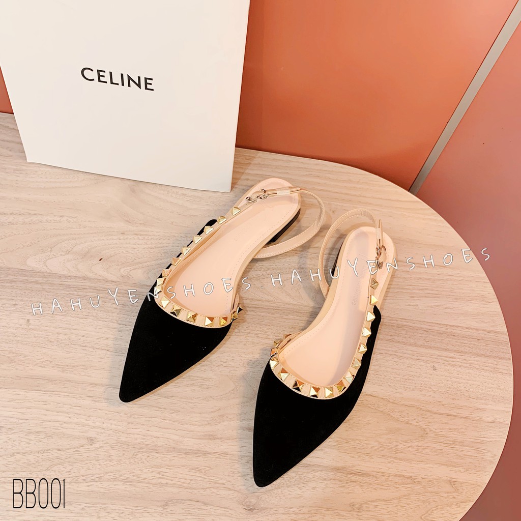 Bệt nữ HHS nhung đinh tán khoét eo 1 phân Hà Huyền Shoes - BB001 | BigBuy360 - bigbuy360.vn