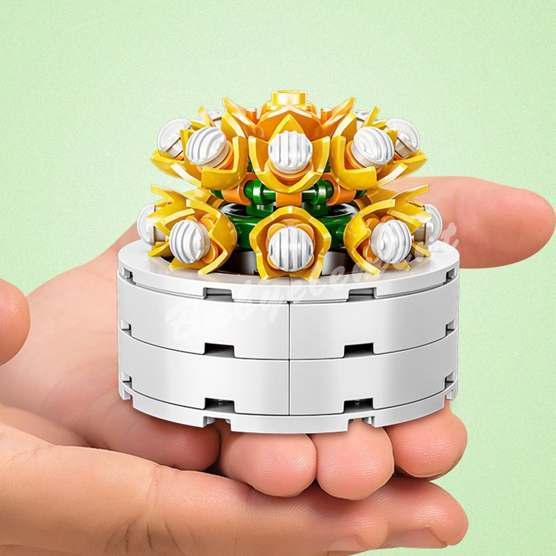 Mới Các Loài Xương Rồng Khối Xây Dựng Túi Ngôi Sao Màu Xanh Băng Trái Tim Vườn Lãng Mạn DIY Mô Hình Viên Gạch Trẻ Em Bộ Bộ Dụng Cụ Đồ Chơi