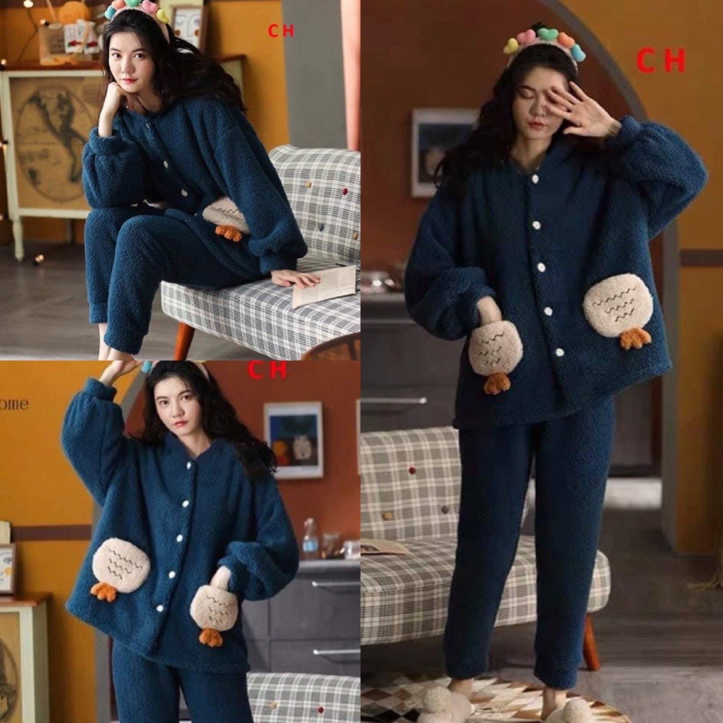 Bộ ngủ mùa đông lông cừu túi ấm áp, bộ đồ thu đông mặc nhà giữ nhiệt tốt,lông 2 mặt, đồ ngủ nữ hàn quốc_ TONGKHOQUANAONU | BigBuy360 - bigbuy360.vn