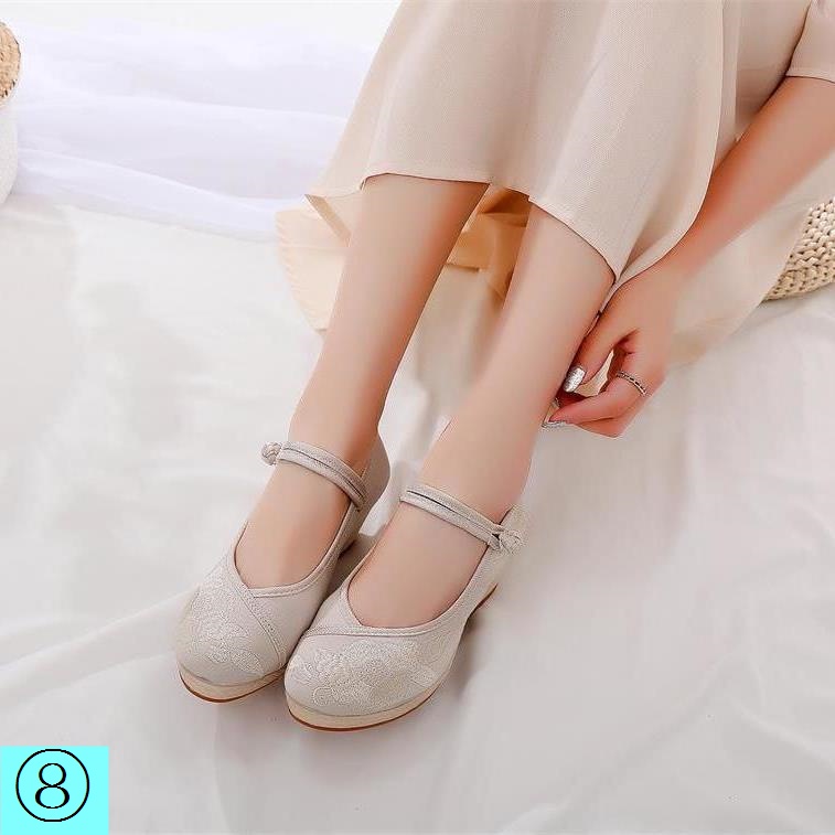 Giày Búp Bê Đế Xuồng Thêu Họa Tiết Phong Cách Trung Hoa Cổ Điển Thời Trang Mùa Hè Cho Nữ