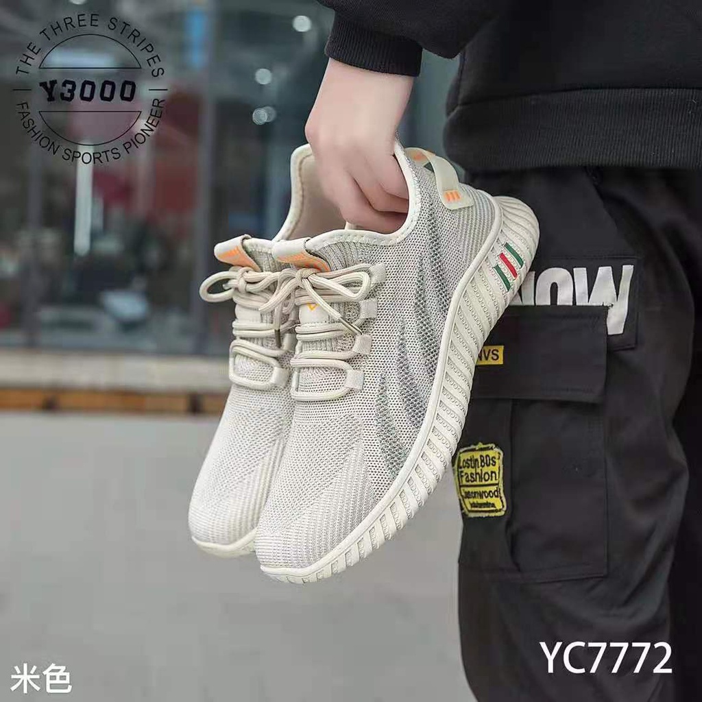 Giày thể thao nam QC ❤️FREESHIP❤️ Giày sneakers quai dệt buộc dây đế bằng siêu nhẹ YC7772